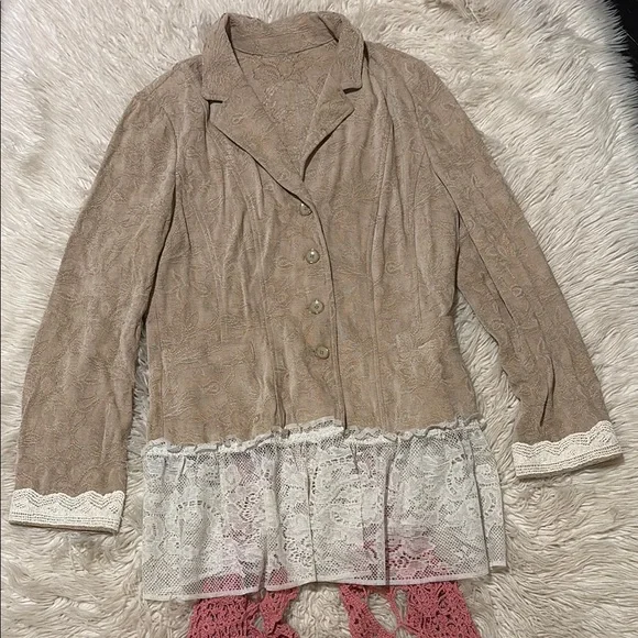 Bohemian Tan Jacket with Crochet Details